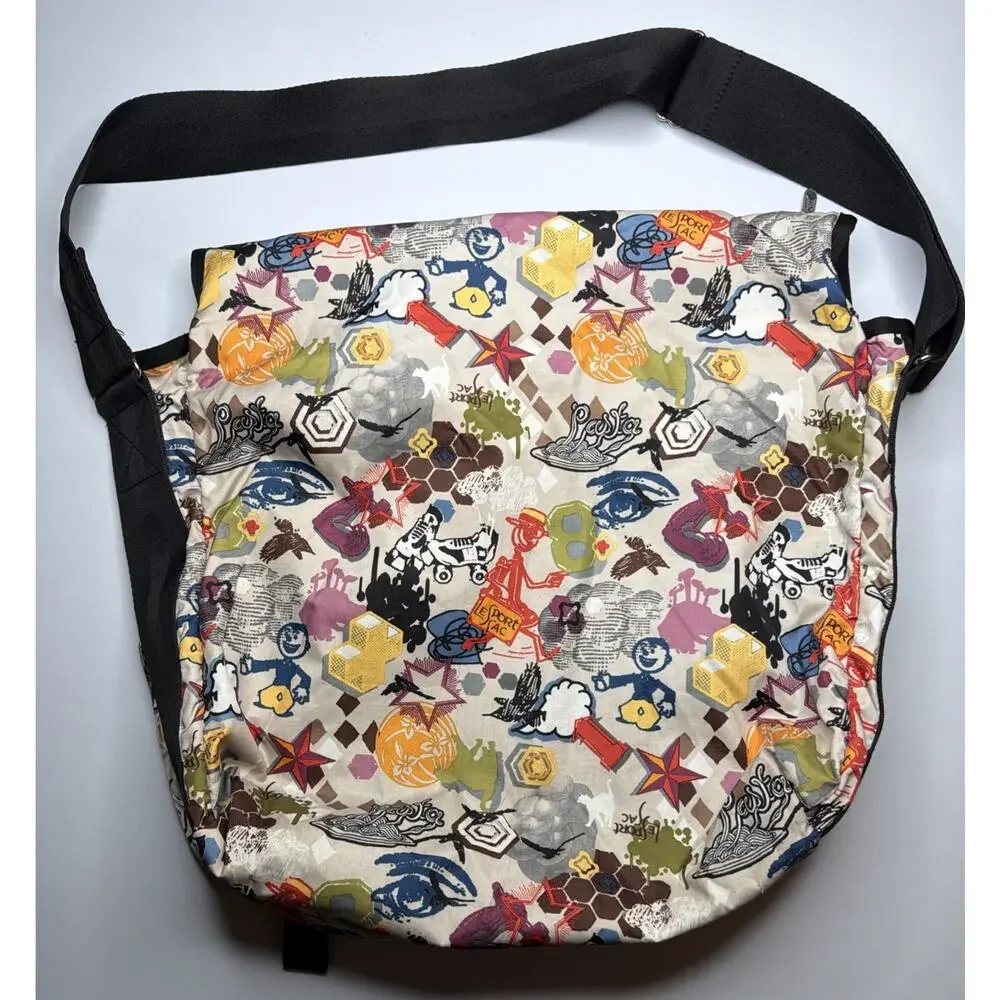 LeSportSac Large Messenger Weekender Bag California Rare Design Cartoon Pasta